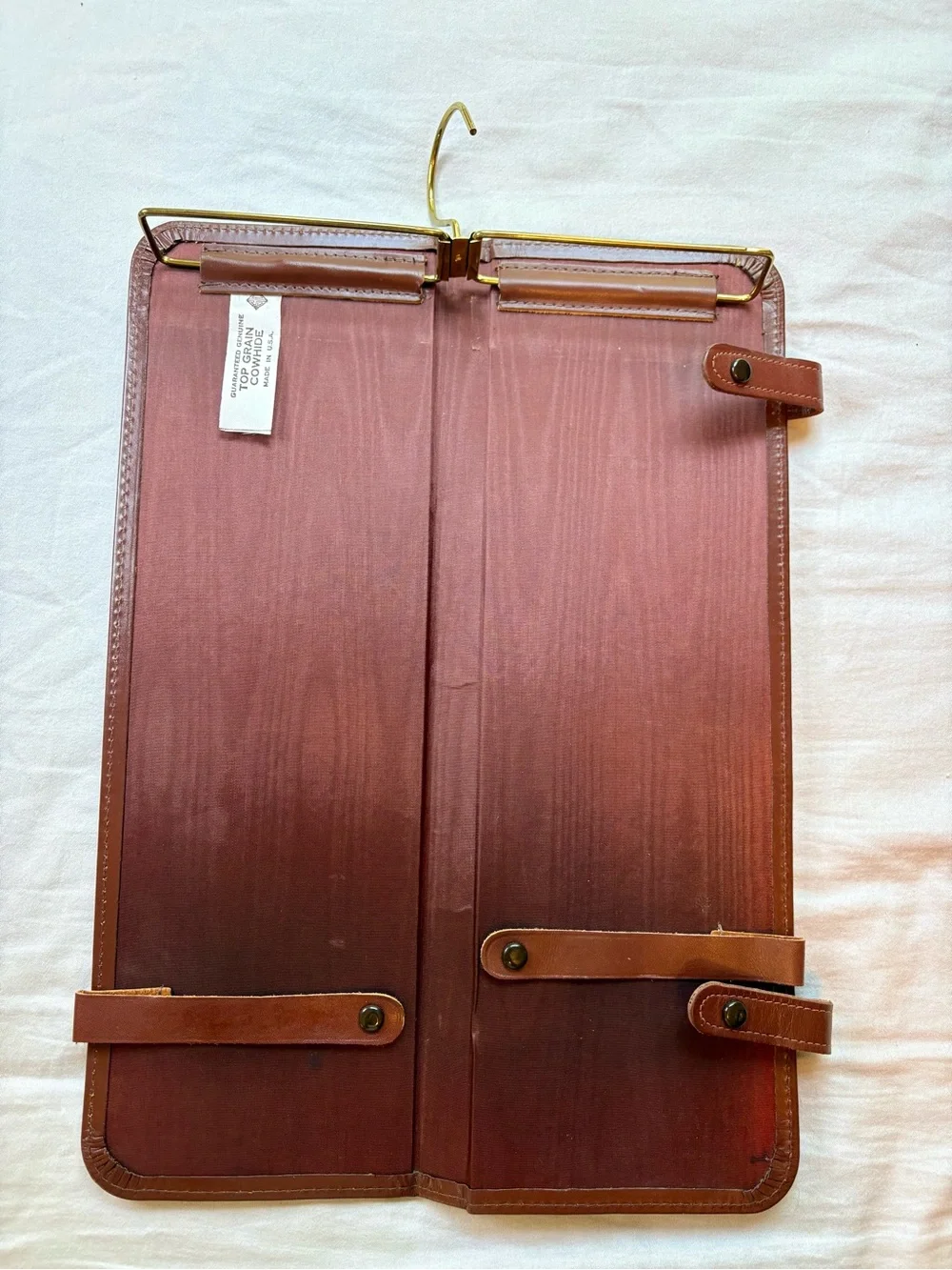 Vintage 1950s Leather Travel Tie Case Necktie Valet Cowhide Made USA
